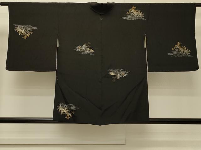平和屋着物#羽織 寿光織 立波風景文 黒地 金銀糸 正絹 逸品 CABH7119in
