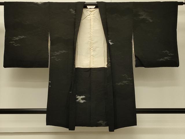 平和屋着物#羽織 寿光織 霞文 黒地 金銀糸 正絹 逸品 CABH7123in