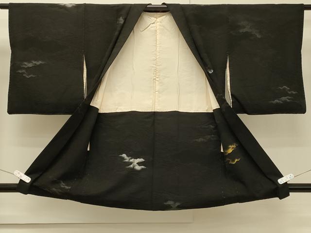 平和屋着物#羽織 寿光織 霞文 黒地 金銀糸 正絹 逸品 CABH7123in