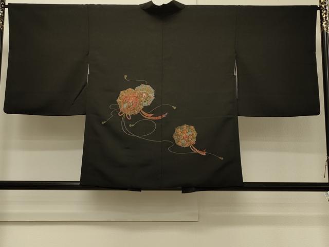 平和屋着物#羽織 寿光織 鏡裏花文 黒地 金銀糸 正絹 逸品 CABH7127in