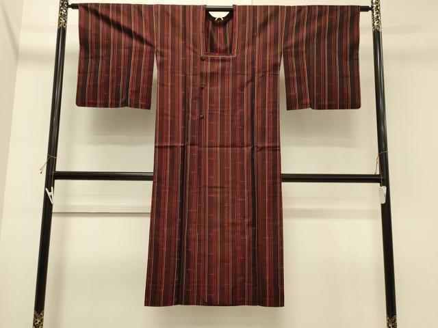 平和屋着物#道行コート 雨コート 単衣 格子 ロング丈 正絹 逸品 CABH7137in