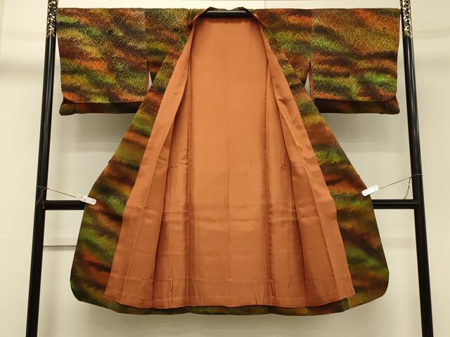 平和屋着物∞道行コート 輪奈ビロード 霞文 暈し染め ロング丈 正絹 逸品 CABH7141in