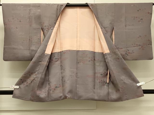 平和屋着物∞道行コート 地紋起こし エ霞枝葉文 正絹 逸品 CABH7147in