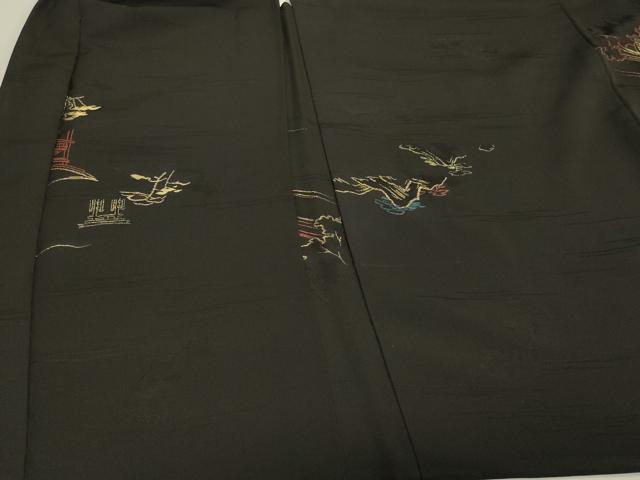 平和屋着物#羽織 寿光織 風景文 黒地 金糸 正絹 逸品 CABH7154in
