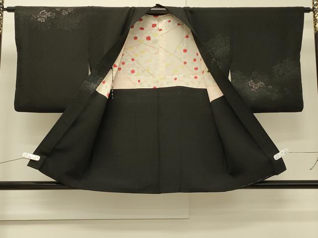 平和屋着物#羽織 寿光織 草花文 黒地 金銀糸 正絹 逸品 CABH7155in