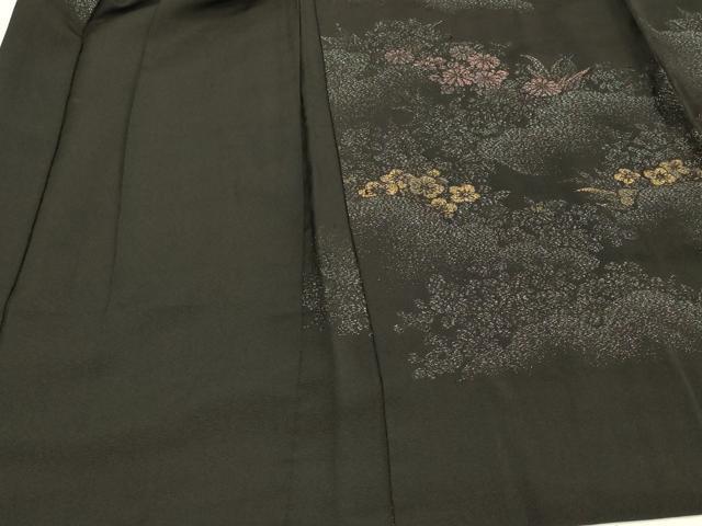 平和屋着物#羽織 寿光織 草花文 黒地 金銀糸 正絹 逸品 CABH7155in