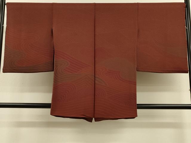 平和屋着物#道中着 仮絵羽 立波文 鬼しぼ縮緬 正絹 逸品 未使用 CABH7162in