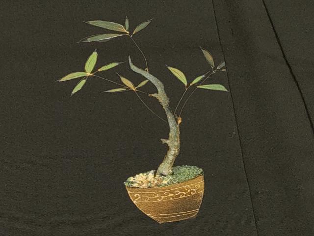 平和屋着物#羽織 草木文 黒地 金彩 正絹 逸品 CABH7178in
