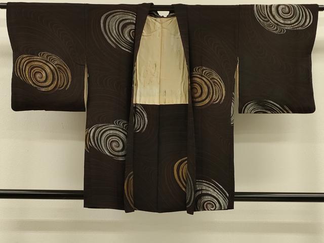 平和屋着物#羽織 寿光織 流水文 黒地 金銀糸 正絹 逸品 CABH7181in
