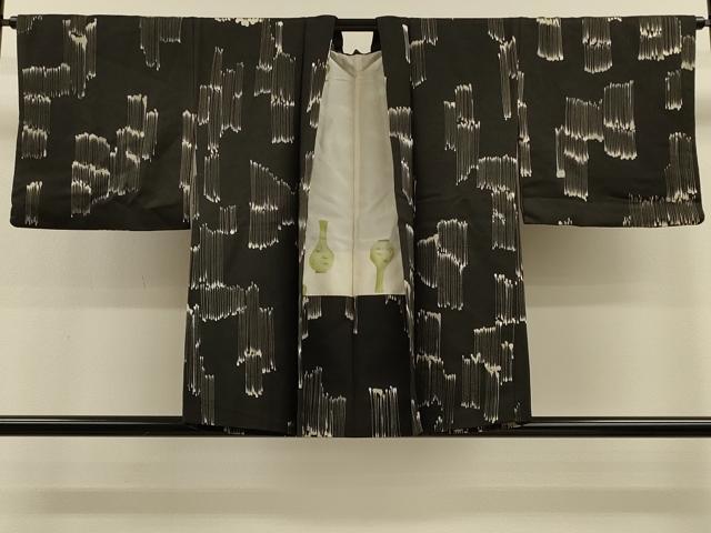 平和屋着物#羽織 霞文 黒地 正絹 逸品 CABH7183in