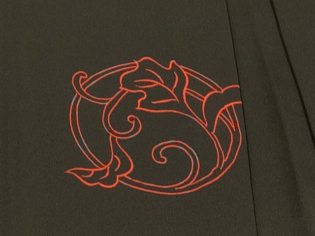 平和屋着物#羽織 刺繍 葡萄蔦の葉丸文 黒地 金糸 正絹 逸品 未使用 CABH7185in