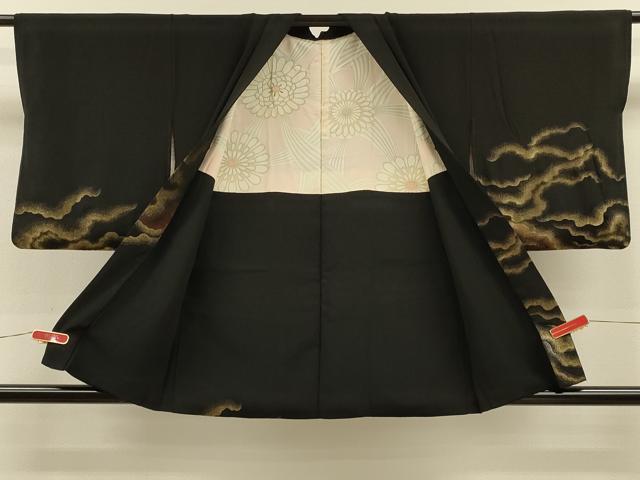 平和屋着物#羽織 寿光織 霞文 黒地 金糸 正絹 逸品 CABH7189in
