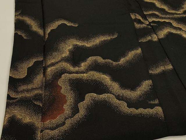 平和屋着物#羽織 寿光織 霞文 黒地 金糸 正絹 逸品 CABH7189in