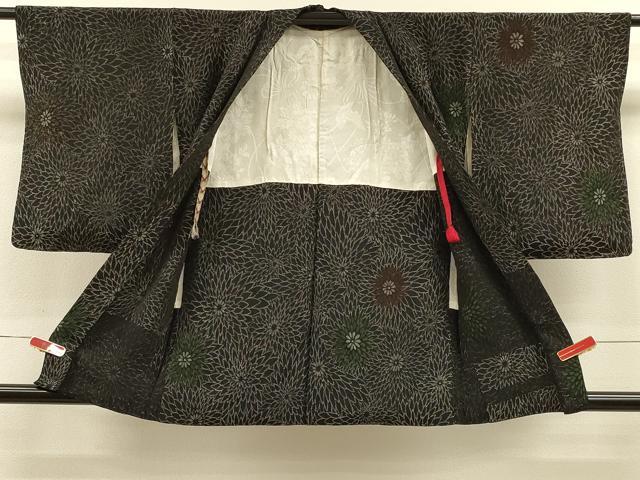 平和屋着物#羽織 寿光織 菊づくし 黒地 金銀糸 正絹 逸品 CABH7193in