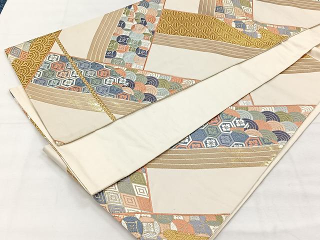 平和屋着物◎六通柄袋帯 唐織 錦繍 吉祥花文 金糸 正絹 逸品 CABH7205yk