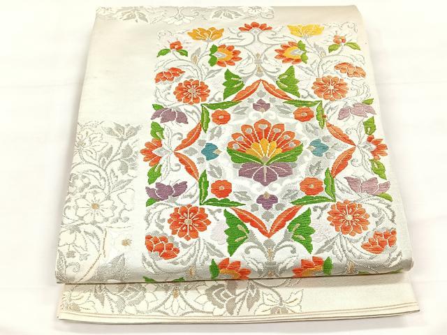 平和屋着物◎六通柄袋帯 花唐草文 金銀糸 正絹 逸品 CABH7206yk