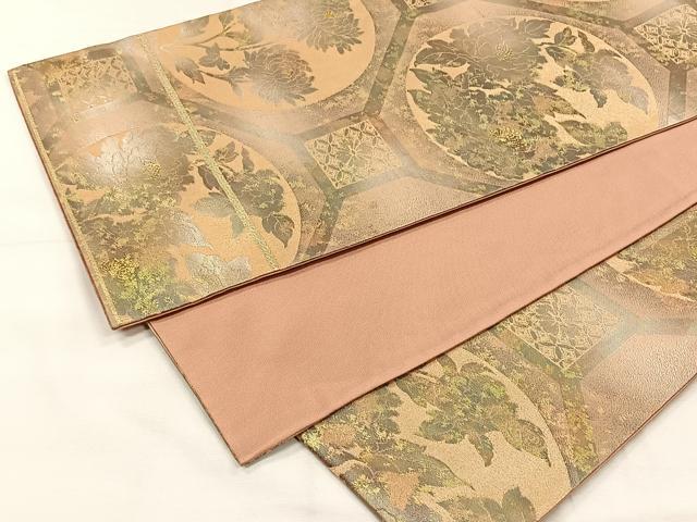 平和屋着物◎六通柄袋帯 草花丸文 金糸 引箔 正絹 逸品 CABH7214yk