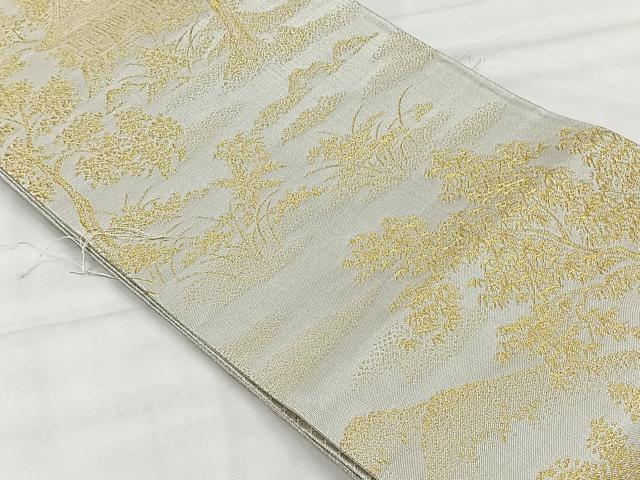 平和屋着物◎佐賀錦 六通柄袋帯 草花文 金銀糸 正絹 逸品 未使用 CABH7223yk