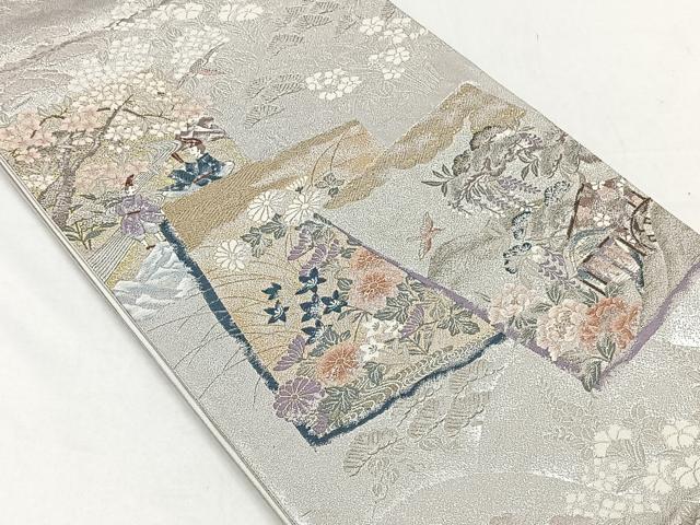 平和屋着物◎六通柄袋帯 九百錦 色紙重ね御所車花文 純金箔 正絹 逸品 CABH7231yk