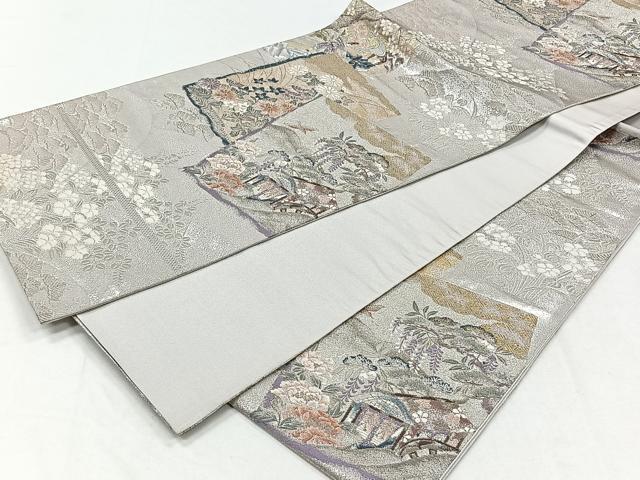 平和屋着物◎六通柄袋帯 九百錦 色紙重ね御所車花文 純金箔 正絹 逸品 CABH7231yk