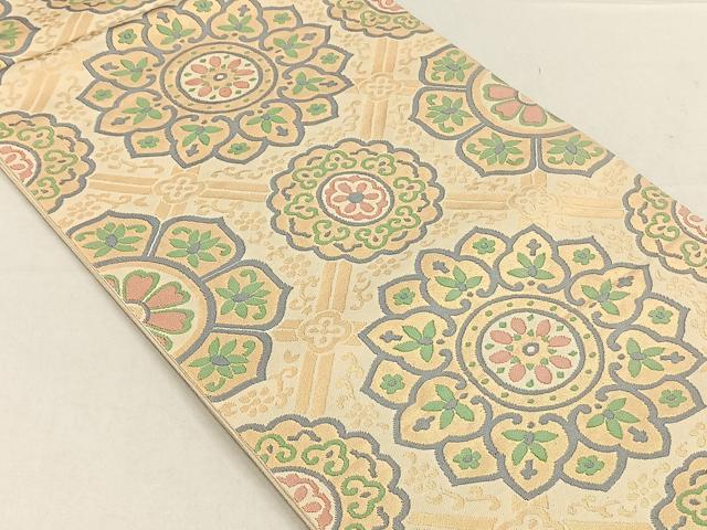 平和屋着物◎六通柄 本袋帯 正倉院花文 金糸 正絹 逸品 CABH7244yk