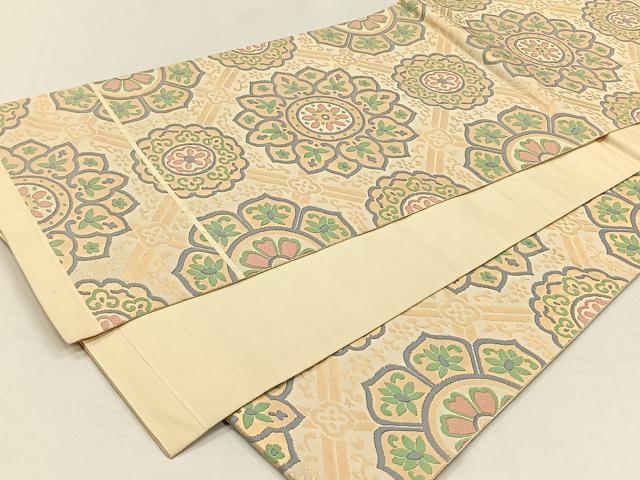 平和屋着物◎六通柄 本袋帯 正倉院花文 金糸 正絹 逸品 CABH7244yk