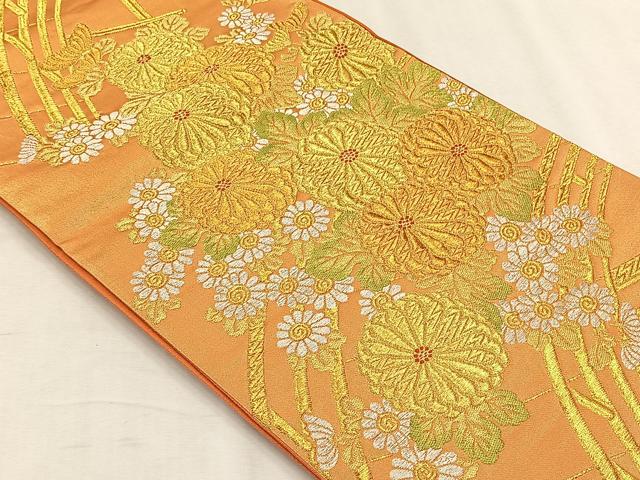 平和屋着物◎六通柄袋帯 草花文 金銀糸 やまとオリジナル 正絹 逸品 CABH7275yk