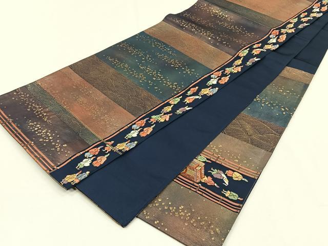 平和屋着物◎六通柄袋帯 人物御所車文 金糸 正絹 逸品 CABH7279yk