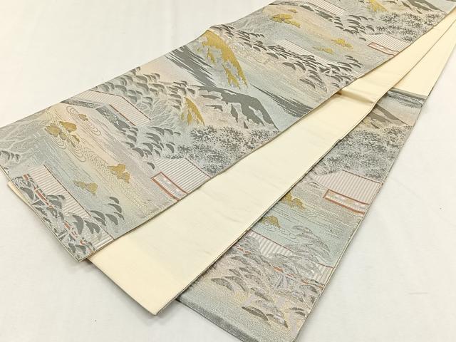 平和屋着物◎六通柄袋帯 浜松文 錦プラチナ箔 正絹 逸品 CABH7281yk