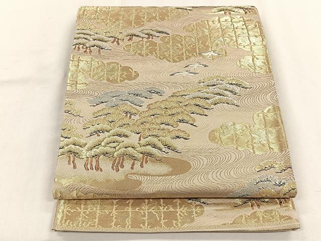 平和屋着物◎西陣 服部織物謹製 六通柄袋帯 松風 金糸 正絹 逸品 CABH7296yk