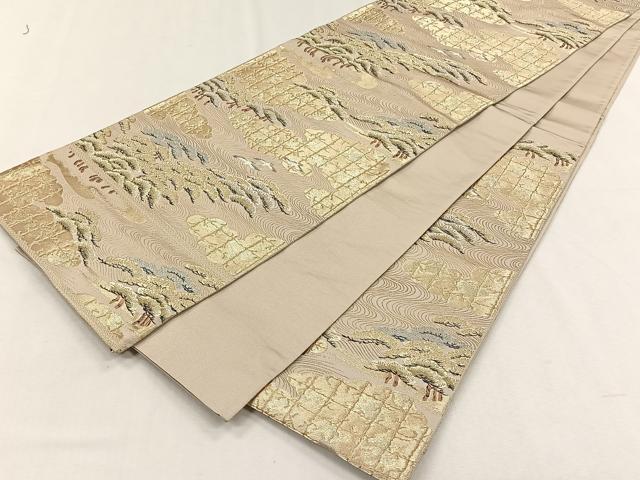 平和屋着物◎西陣 服部織物謹製 六通柄袋帯 松風 金糸 正絹 逸品 CABH7296yk