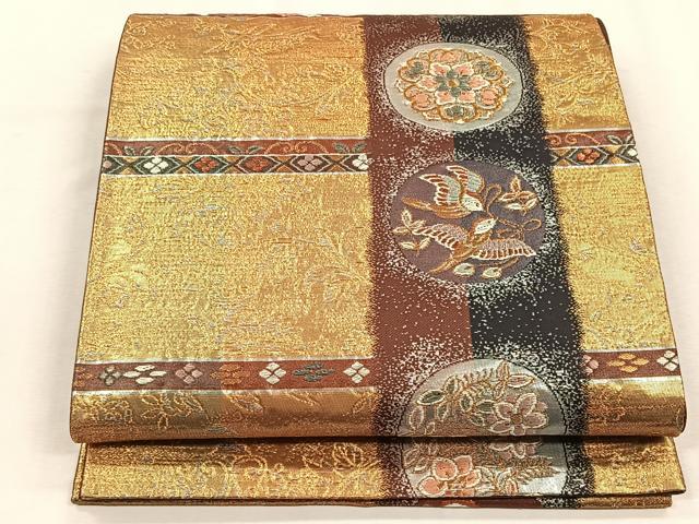 平和屋着物◎六通柄袋帯 唐織 煌楽漆巧 金銀糸 正絹 逸品 CABH7316yk