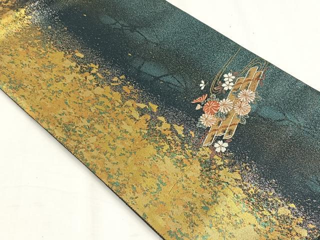 平和屋着物◎太鼓柄袋帯 花筏文 金糸 正絹 逸品 未使用 CABH7329yk