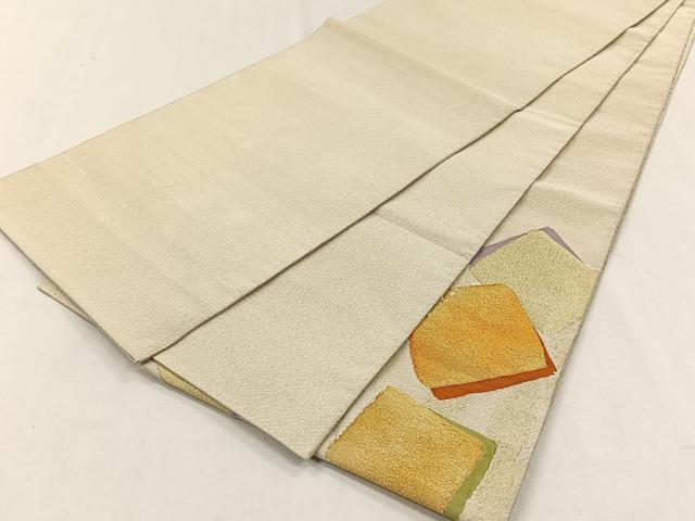 平和屋着物◎太鼓柄袋帯 綴れ 色紙重ね文 金糸 正絹 逸品 未使用 CABH7331yk