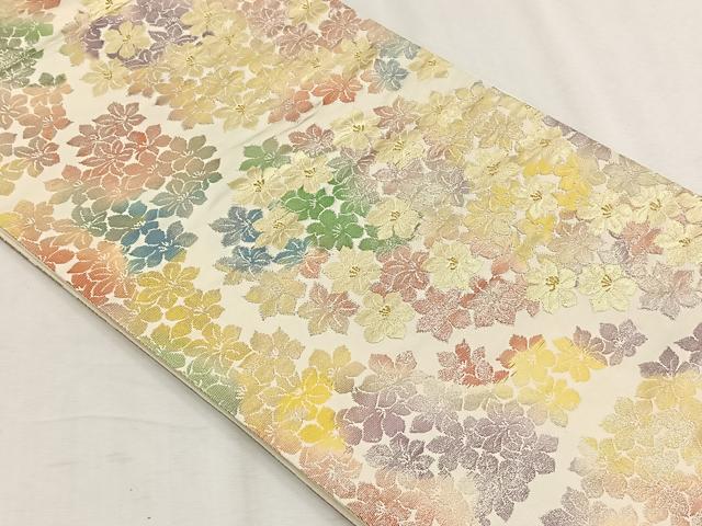 平和屋着物◎六通柄袋帯 舞花文 金銀糸 正絹 逸品 未使用 CABH7340yk