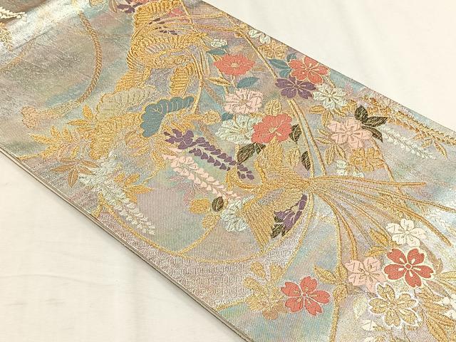 平和屋着物◎六通柄袋帯 鳳凰草花文 金銀糸 正絹 逸品 CABH7348yk