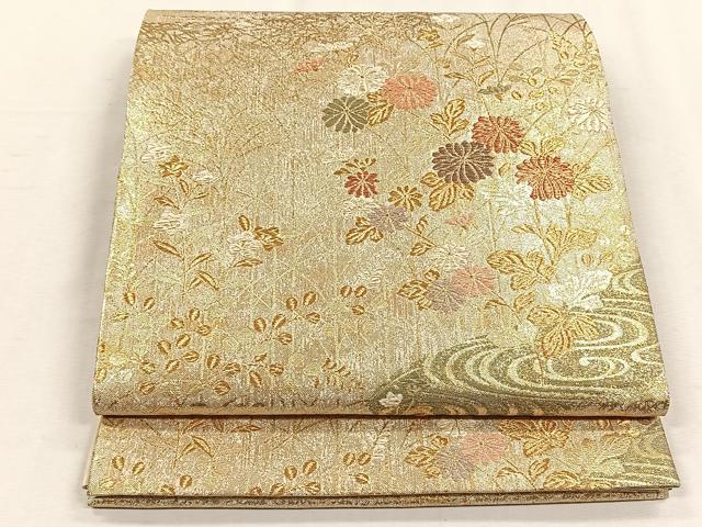 平和屋着物◎六通柄袋帯 唐織 観世瑞菊秋文様 金糸 正絹 逸品 CABH7349yk
