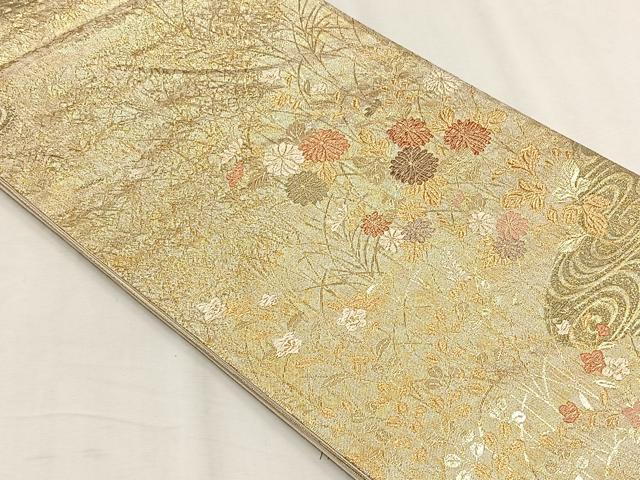 平和屋着物◎六通柄袋帯 唐織 観世瑞菊秋文様 金糸 正絹 逸品 CABH7349yk