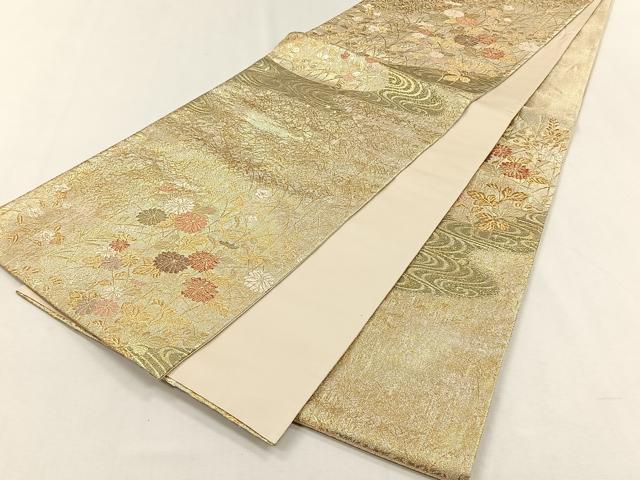 平和屋着物◎六通柄袋帯 唐織 観世瑞菊秋文様 金糸 正絹 逸品 CABH7349yk
