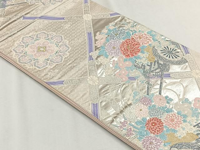平和屋着物◎六通柄袋帯 唐織 花車文 金銀糸 正絹 逸品 CABH7375yk