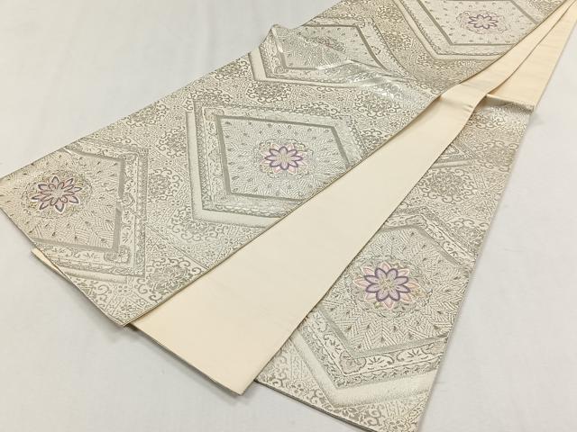 平和屋着物◎六通柄袋帯 唐織 菱花文 金銀糸 正絹 逸品 CABH7379yk