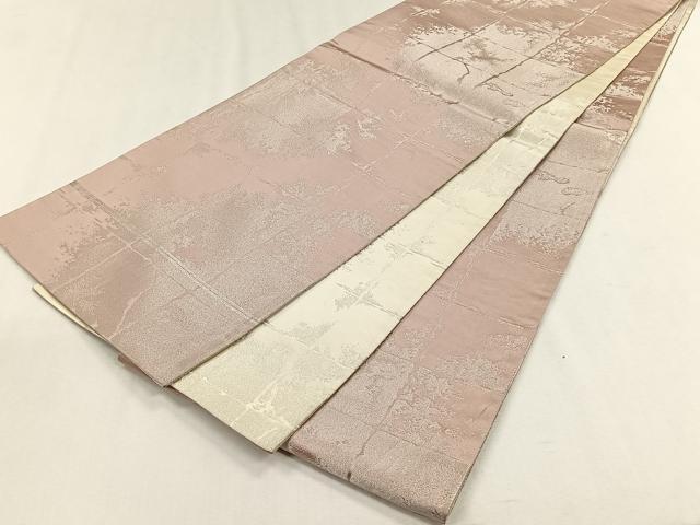 平和屋着物◎両面 全通柄袋帯 霞文 銀糸 正絹 逸品 CABH7387yk