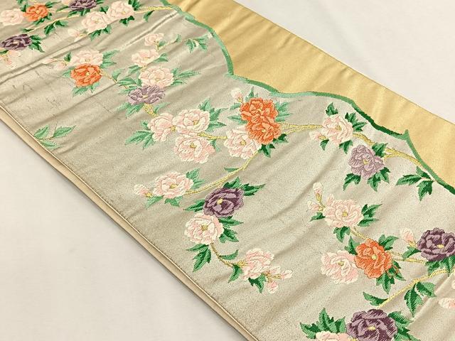平和屋着物◎六通柄袋帯 枝花文 金銀糸 正絹 逸品 CABH7398yk