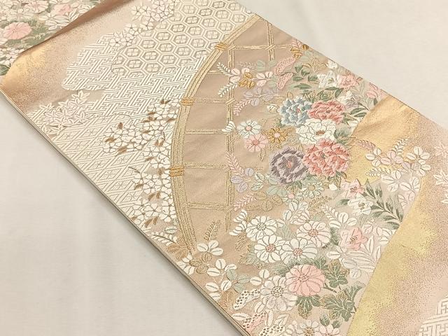 平和屋着物◎六通柄袋帯 唐織 光悦垣花寄文 金銀糸 正絹 逸品 CABH7403yk