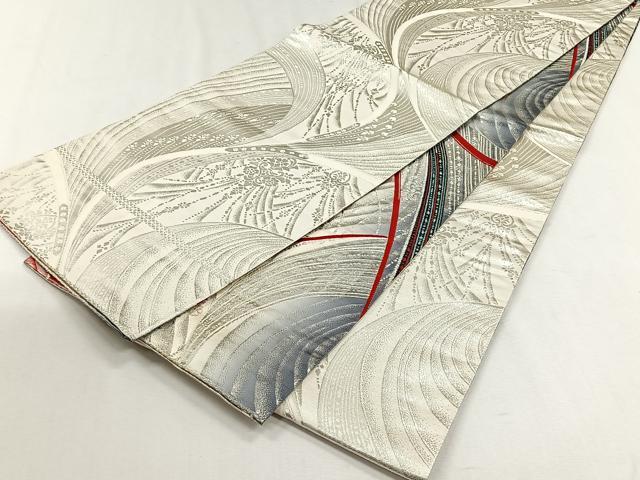 平和屋着物◎両面 全通柄袋帯 幾何学花文 金銀糸 正絹 逸品 CABH7410yk