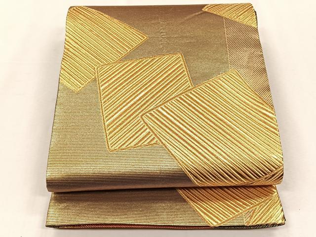 平和屋着物◎両面 全通柄袋帯 色紙重ね文 金糸 正絹 逸品 CABH7436yk