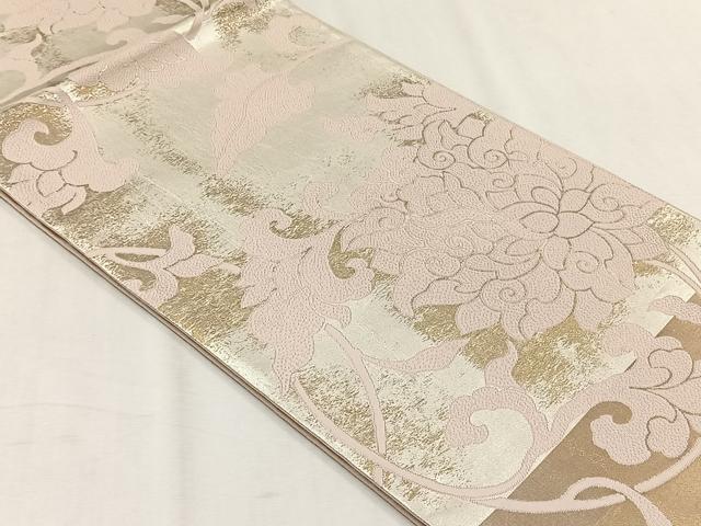 平和屋着物◎六通柄袋帯 更紗花唐草文 金糸 正絹 逸品 CABH7438yk