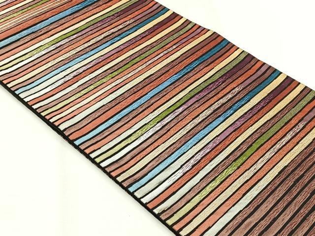 平和屋着物◎六通柄袋帯 横段文 金糸 正絹 逸品 CABH7446yk