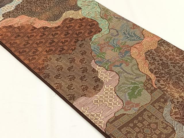 平和屋着物◎六通柄袋帯 名物裂 金糸 正絹 逸品 CABH7447yk