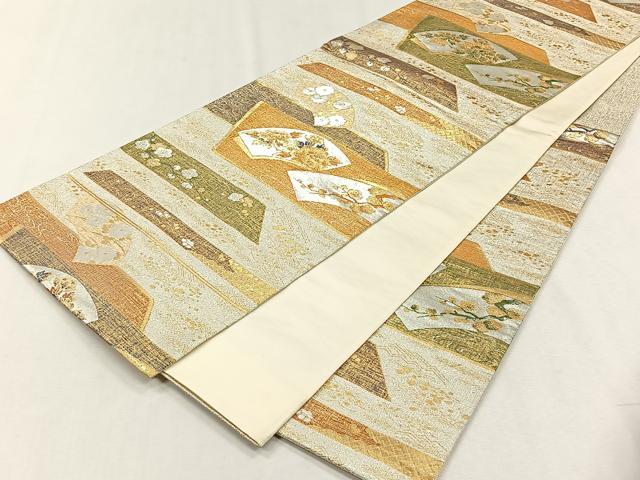 平和屋着物◎六通柄袋帯 地紙草花文 金銀糸 正絹 逸品 CABH7457yk